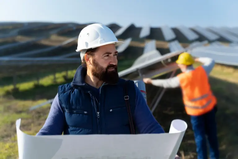 person-near-alternative-energy-plant